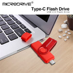 MICRODRIVE 128GB Rotating U-Disk 2-in-1 USB 2.0 / Type-C OTG Metal Flash Drive