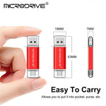 MICRODRIVE 16GB 2-i-1 USB 2.0 / Type-C U-disk Højhastigheds-flashdrev til telefon/laptop