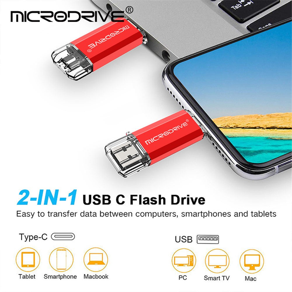 MICRODRIVE 32GB 2-in-1 USB 2.0 / Type-C U-Disk High Speed Phone Computer Flash Disk