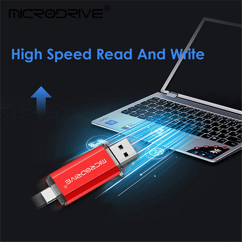 MICRODRIVE 32GB 2-in-1 USB 2.0 / Type-C U-Disk High Speed Phone Computer Flash Disk