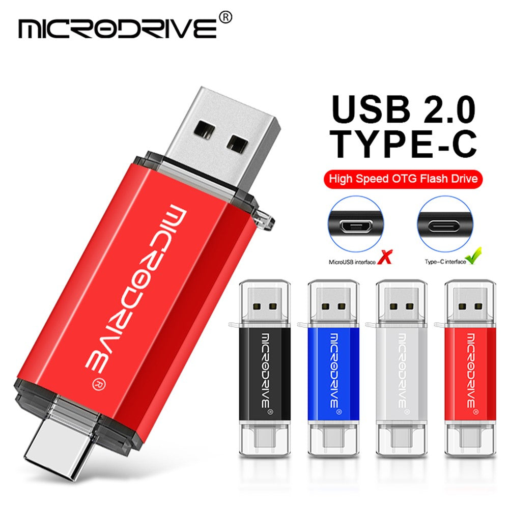 MICRODRIVE 32GB 2-in-1 USB 2.0 / Type-C U-Disk High Speed Phone Computer Flash Disk