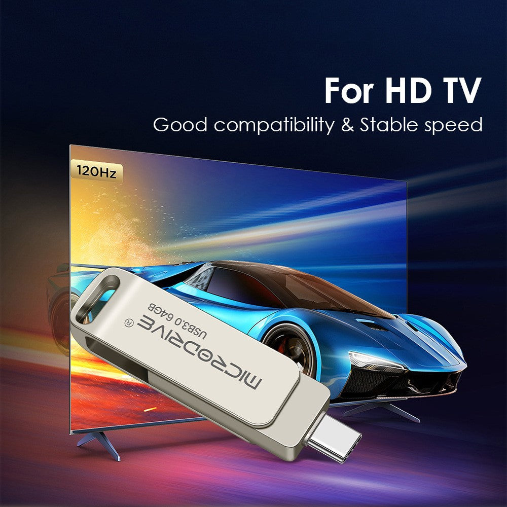MICRODRIVE MDTU21 Roterende metal-flashdrev 2-i-1 USB 3.0 / Type-C 64 GB U-Disk