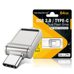 MICRODRIVE High Speed Mini Flash Drive USB 2.0 / Type-C 64GB Metal U-Disk