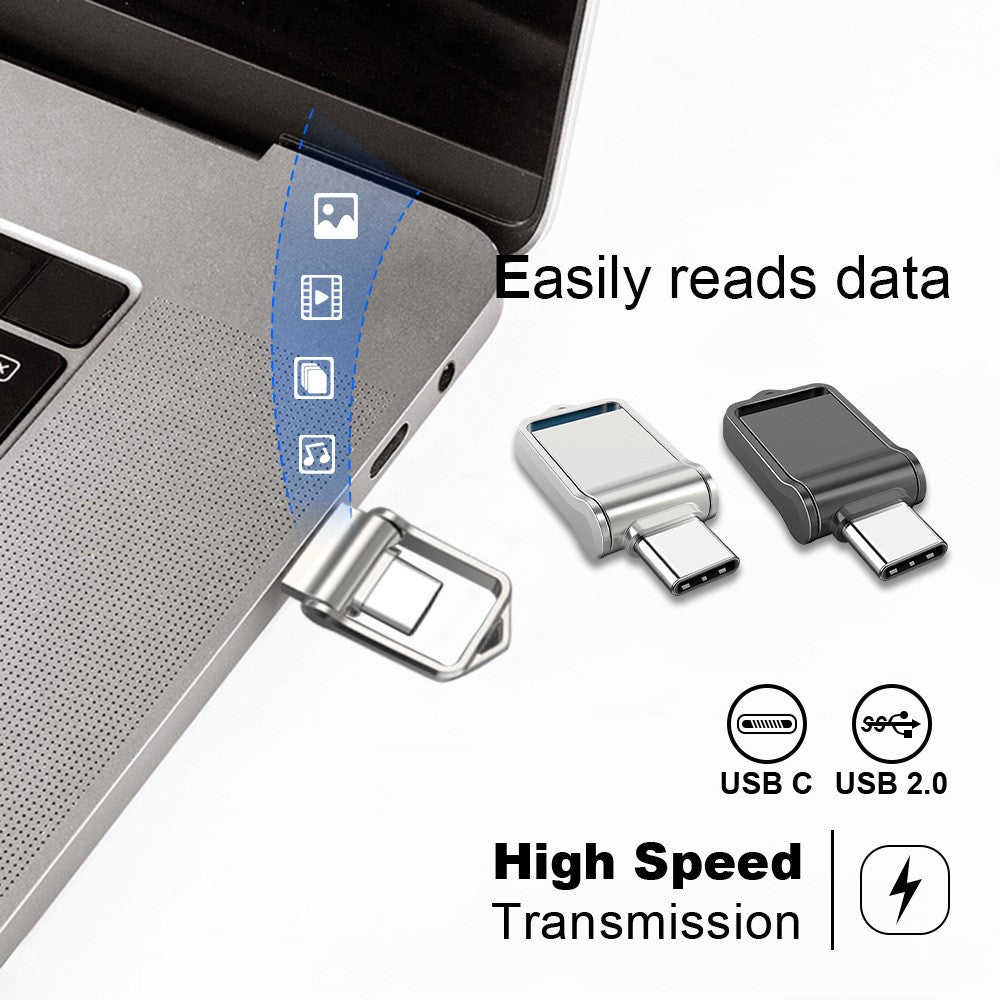 MICRODRIVE 128GB Mini Flash Drive High Speed USB 2.0 / Type-C Metal U-Disk