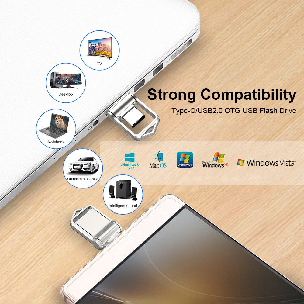MICRODRIVE 128GB Mini Flash Drive High Speed USB 2.0 / Type-C Metal U-Disk