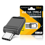 MICRODRIVE High Speed 32GB Flash Drive USB 2.0 / Type-C Mini Metal U-Disk