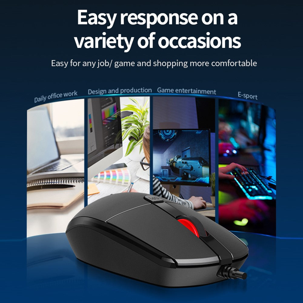 K3 Wired USB Cable Ergonomic Laptop Computer Mouse for Home and Office