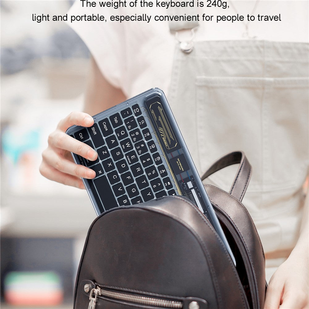 BENWIS OT-CKB-WH Krystaltastatur Ultratyndt 78-tasters Bluetooth-kompatibelt tastatur med baggrundsbelysning