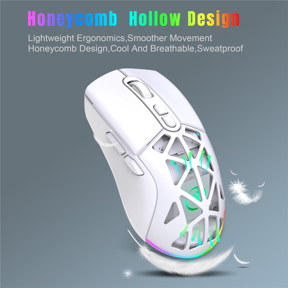 HXSJ T26  Wireless Mouse Bluetooth5.1 + 2.4Ghz Dual Modes 4800 DPI RGB Backlit Mouse