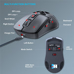 HXSJ T26  Wireless Mouse Bluetooth5.1 + 2.4Ghz Dual Modes 4800 DPI RGB Backlit Mouse