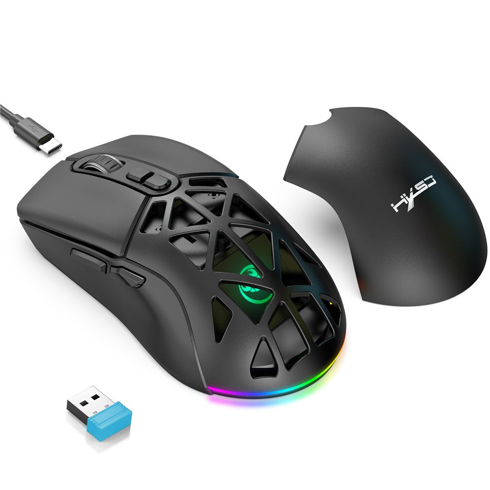 HXSJ T26  Wireless Mouse Bluetooth5.1 + 2.4Ghz Dual Modes 4800 DPI RGB Backlit Mouse