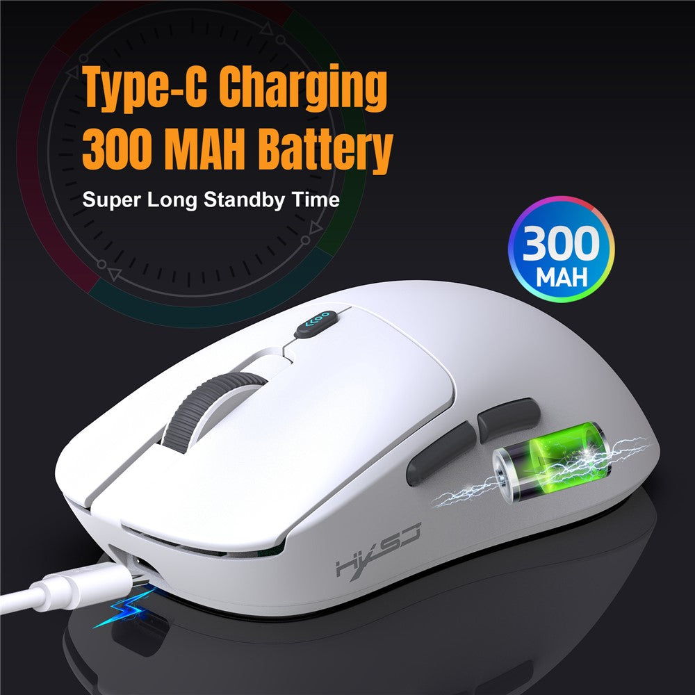 HXSJ T68 3-Mode Lightweight Gaming Mouse PAW-3311 6-Key Programmable TTC 12000DPI Wireless Mouse