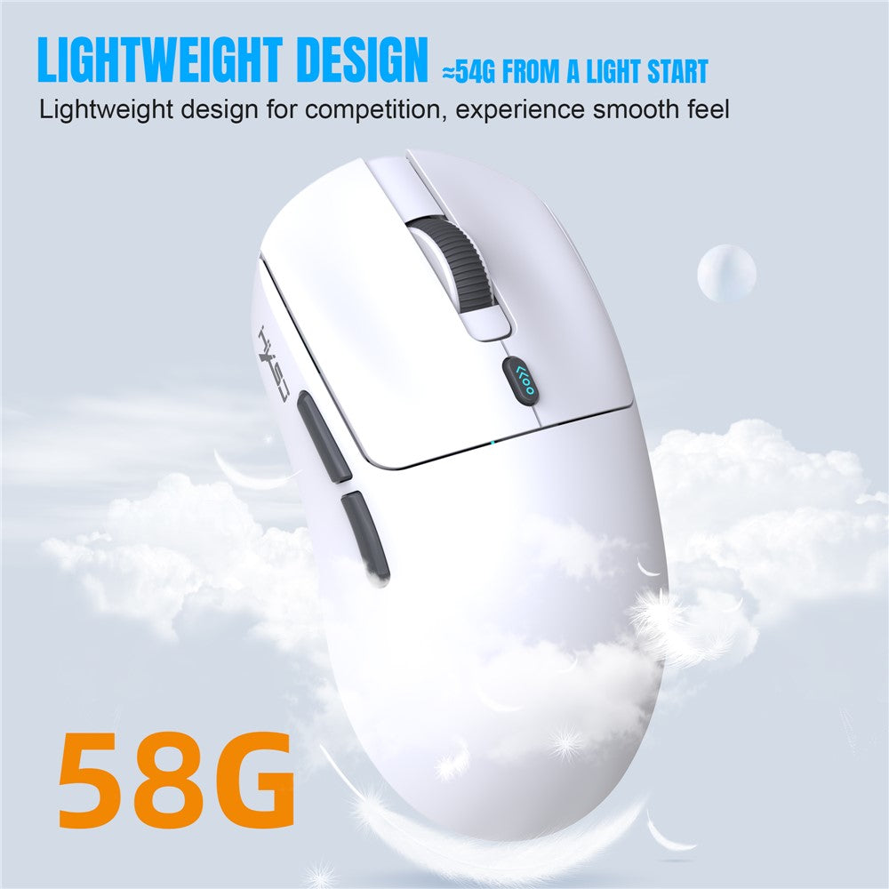 HXSJ T68 3-Mode Lightweight Gaming Mouse PAW-3311 6-Key Programmable TTC 12000DPI Wireless Mouse