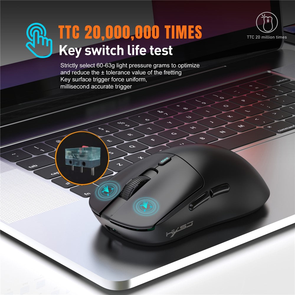 HXSJ T68 3-Mode Lightweight Gaming Mouse PAW-3311 6-Key Programmable TTC 12000DPI Wireless Mouse