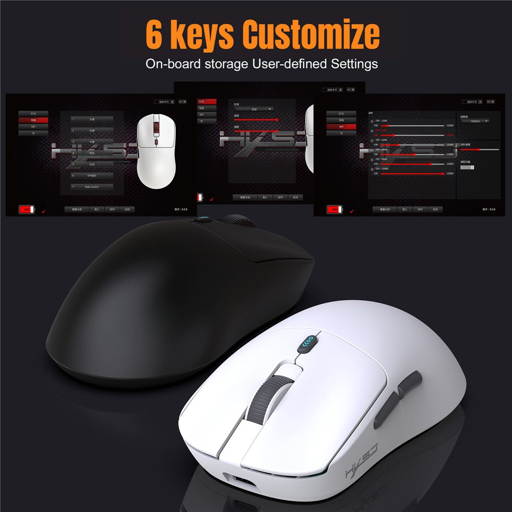 HXSJ T68 3-Mode Lightweight Gaming Mouse PAW-3311 6-Key Programmable TTC 12000DPI Wireless Mouse