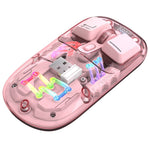HXSJ T200 Wireless Bluetooth-compatible Mouse LED Rechargeable 2 Modes (Bluetooth-compatible + 2.4Ghz) Clear Ergonomic Mice