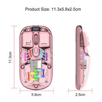 HXSJ T200 Wireless Bluetooth-compatible Mouse LED Rechargeable 2 Modes (Bluetooth-compatible + 2.4Ghz) Clear Ergonomic Mice