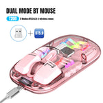 HXSJ T200 Wireless Bluetooth-compatible Mouse LED Rechargeable 2 Modes (Bluetooth-compatible + 2.4Ghz) Clear Ergonomic Mice