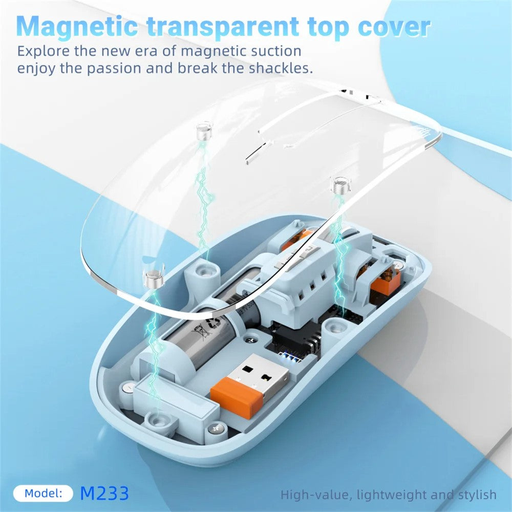M233 Transparent Mouse Wireless Bluetooth-compatible Three Mode Silent Mice for PC Laptop (CE Certified)