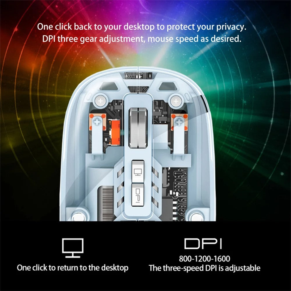 M233 Transparent Mouse Wireless Bluetooth-compatible Three Mode Silent Mice for PC Laptop (CE Certified)