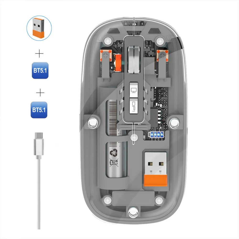 M233 Transparent Mouse Wireless Bluetooth-compatible Three Mode Silent Mice for PC Laptop (CE Certified)