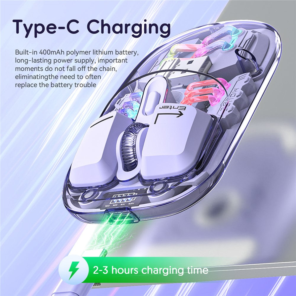 M533 2.4G+Bluetooth-compatible 5.0 Dual Mode Transparent Wireless Mouse with RGB Light