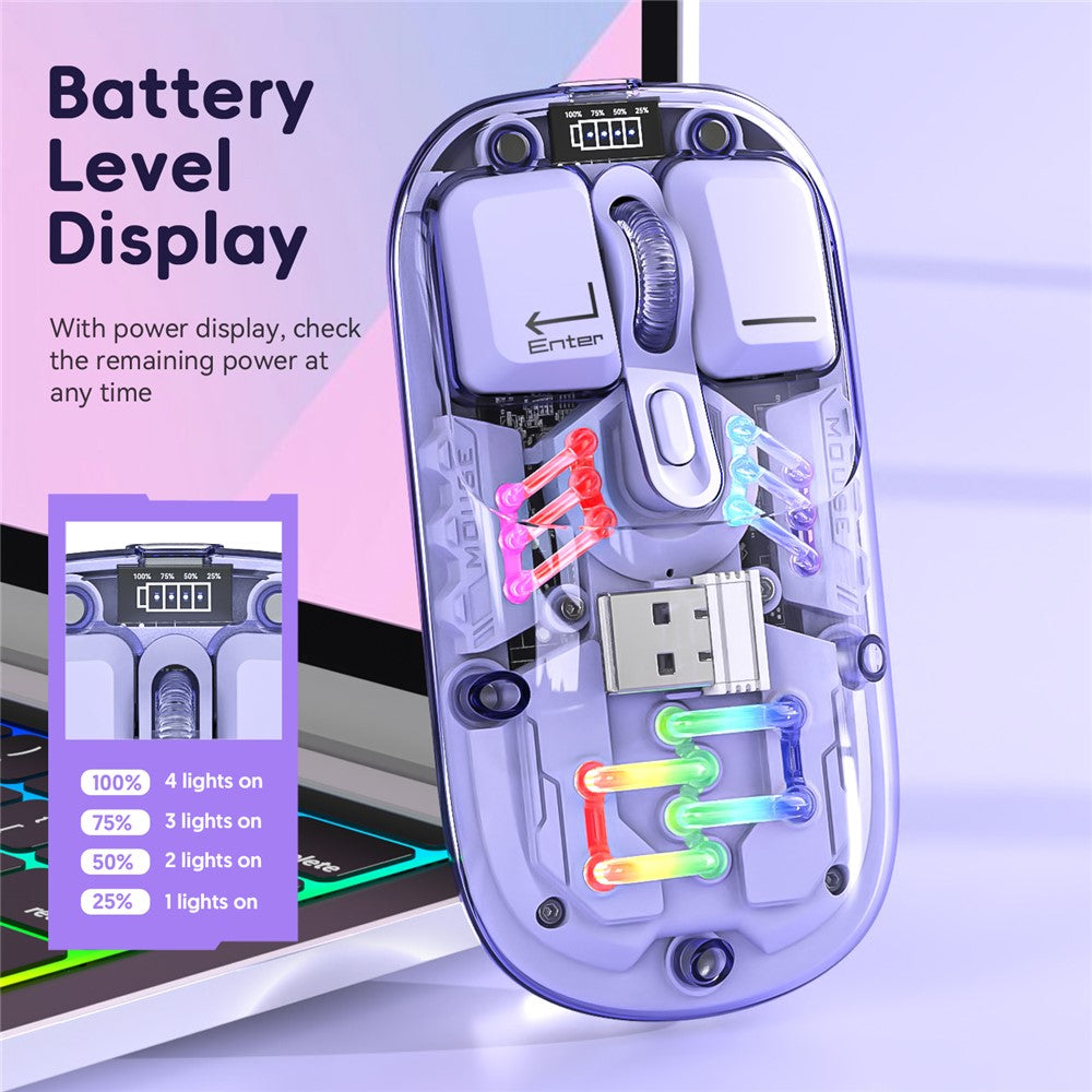 M533 2.4G+Bluetooth-compatible 5.0 Dual Mode Transparent Wireless Mouse with RGB Light