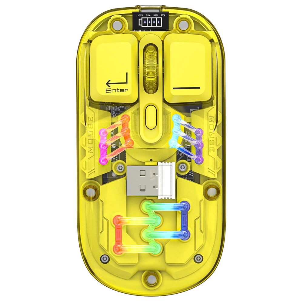 M533 2.4G+Bluetooth-compatible 5.0 Dual Mode Transparent Wireless Mouse with RGB Light