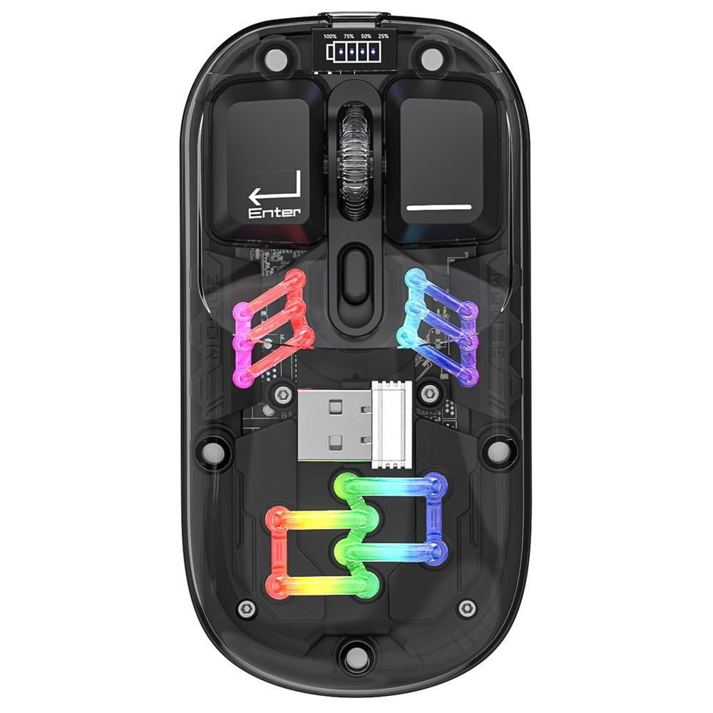 M533 2.4G+Bluetooth-compatible 5.0 Dual Mode Transparent Wireless Mouse with RGB Light