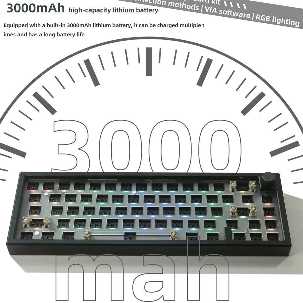 LMK66 Wireless+USB Wired+Bluetooth-compatible Mechanical Keyboard Kit with RGB Backlight