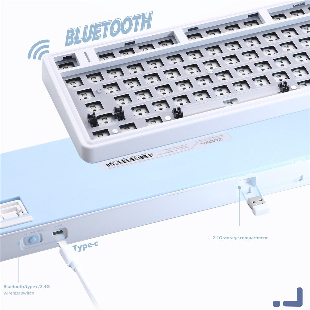 LS01 RGB Keyboard Kit Hot-Swap Bluetooth+USB-C Wired+2.4G Wireless Mechanical Keyboard