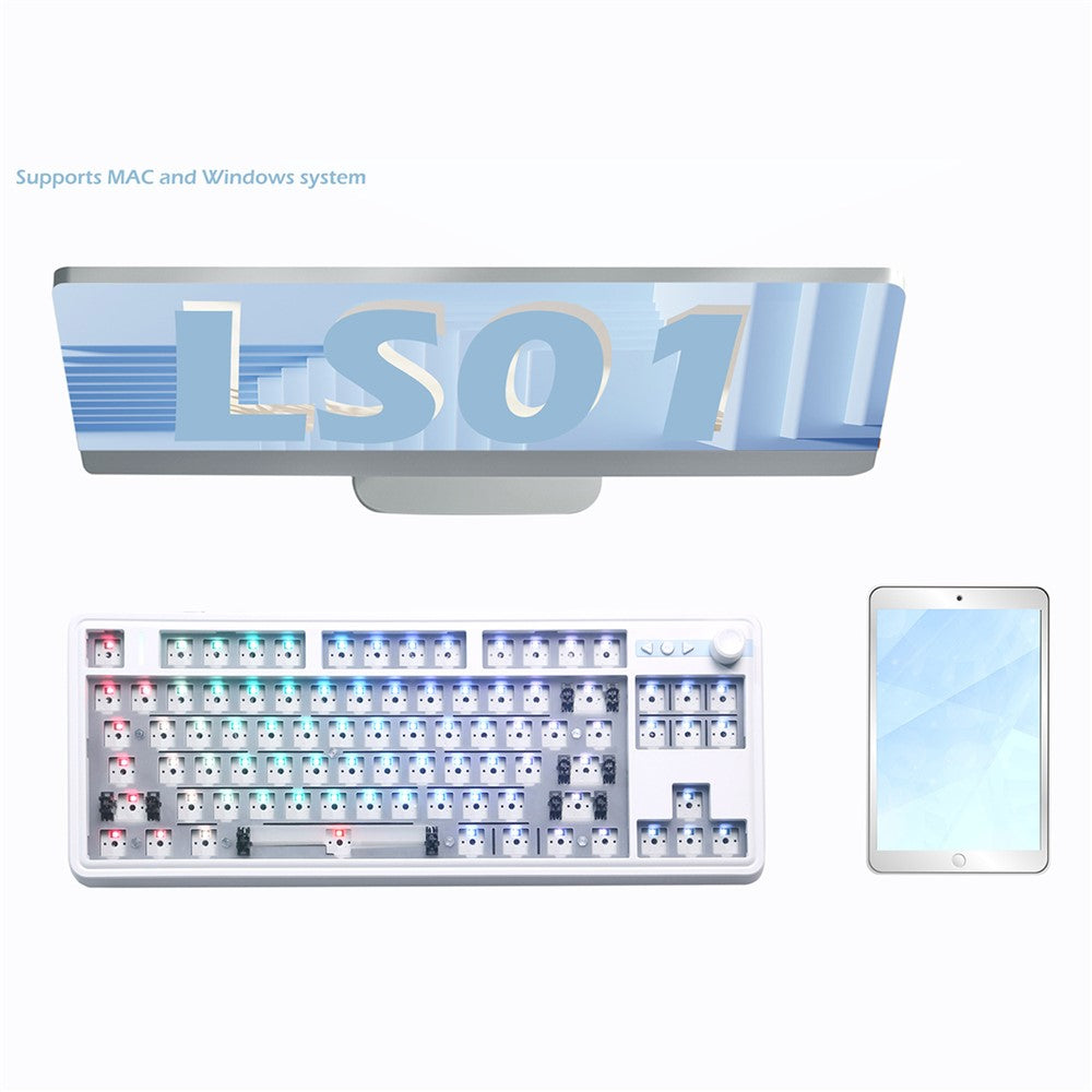 LS01 RGB Keyboard Kit Hot-Swap Bluetooth+USB-C Wired+2.4G Wireless Mechanical Keyboard