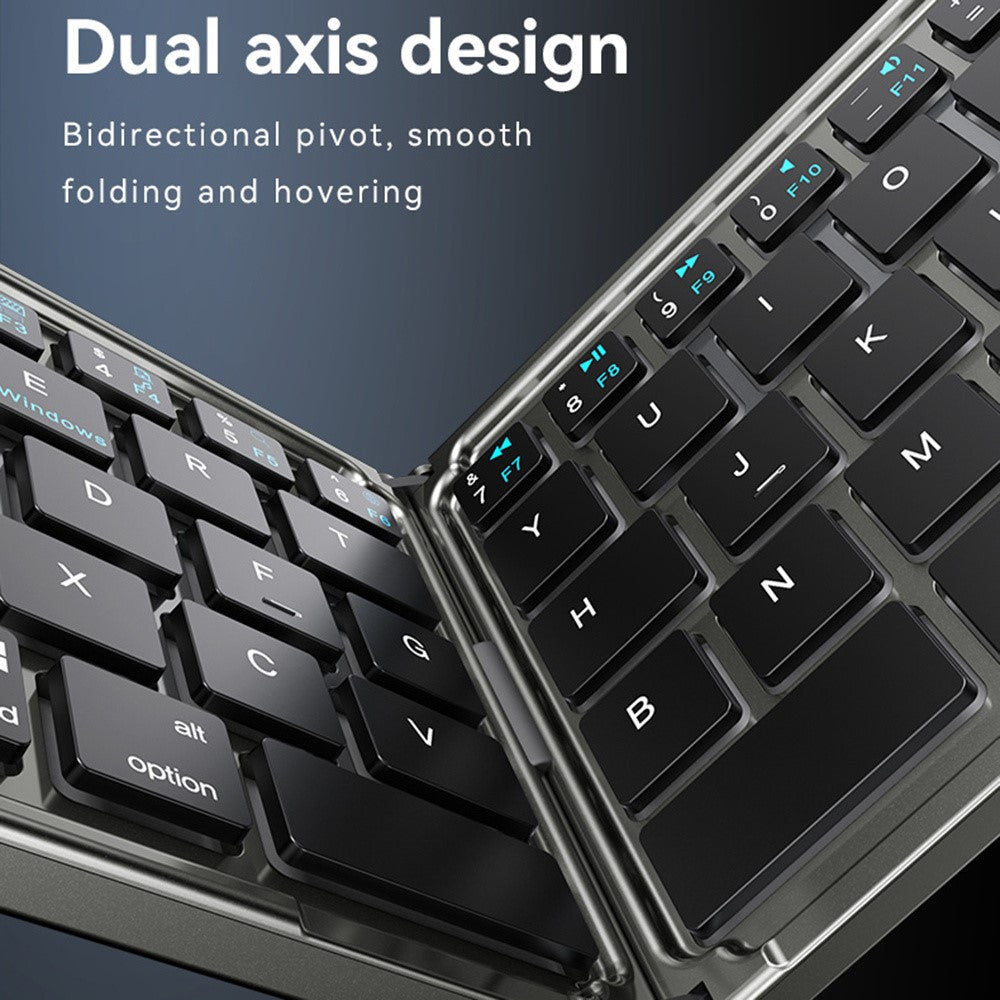 YESIDO KB27 Ultratynd Mini To-fold Bluetooth-kompatibelt Tastatur til Macos Windows Ios, Engelsk + Arabisk