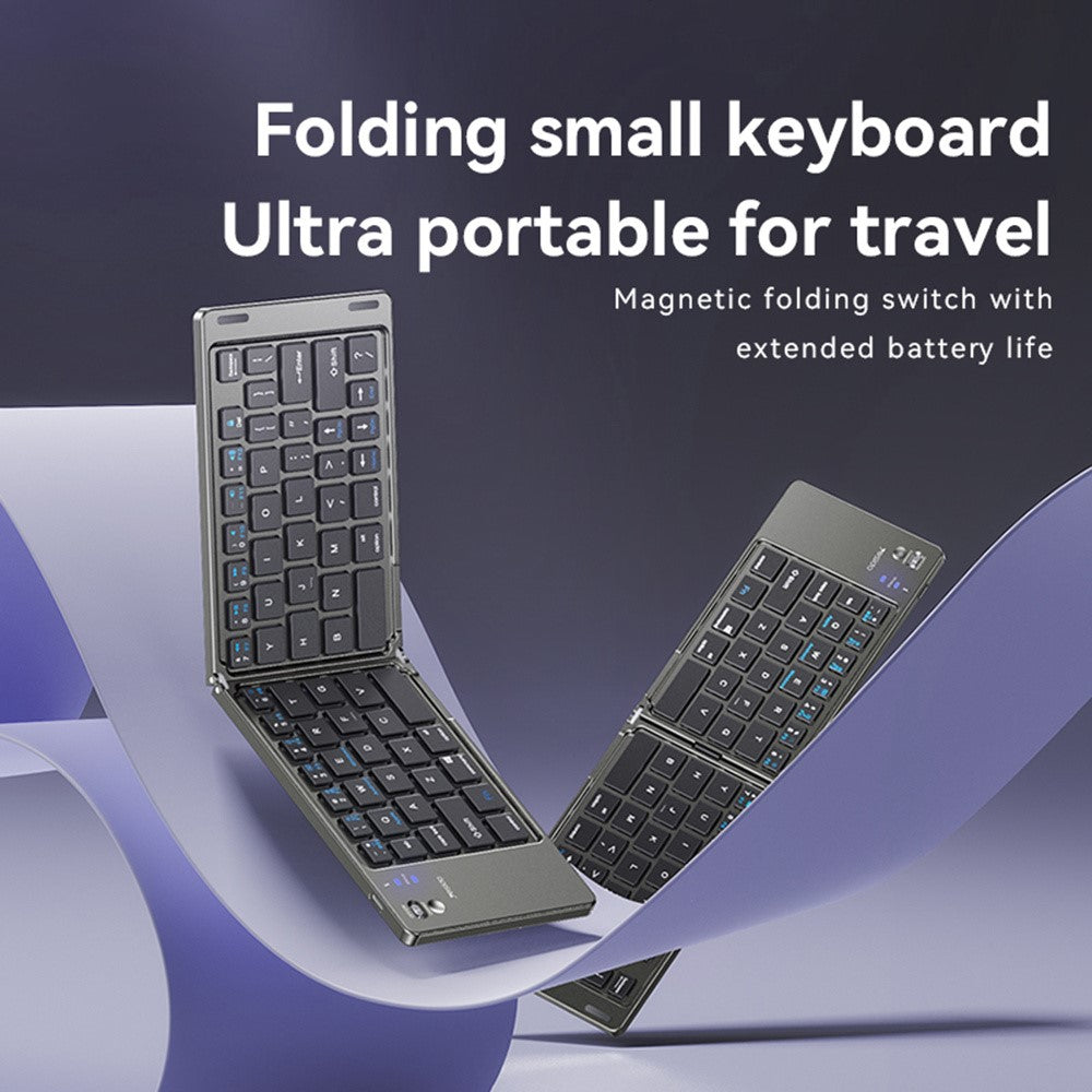 YESIDO KB27 Ultratynd Mini To-fold Bluetooth-kompatibelt Tastatur til Macos Windows Ios, Engelsk + Arabisk