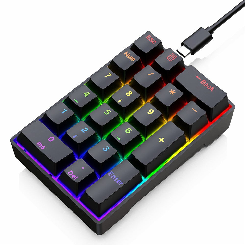 Y-FRUITFUL YF20 Bærbar Mekanisk Numerisk Tastatur 20 Taster RGB Baggrundsbelyst Kabelforbundet Eksternt Mini Tastatur