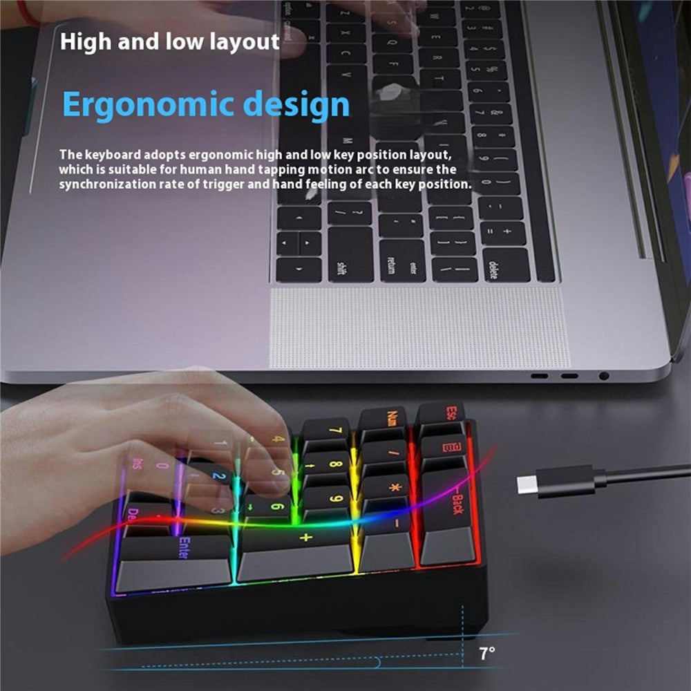 Y-FRUITFUL YF20 Bærbar Mekanisk Numerisk Tastatur 20 Taster RGB Baggrundsbelyst Kabelforbundet Eksternt Mini Tastatur