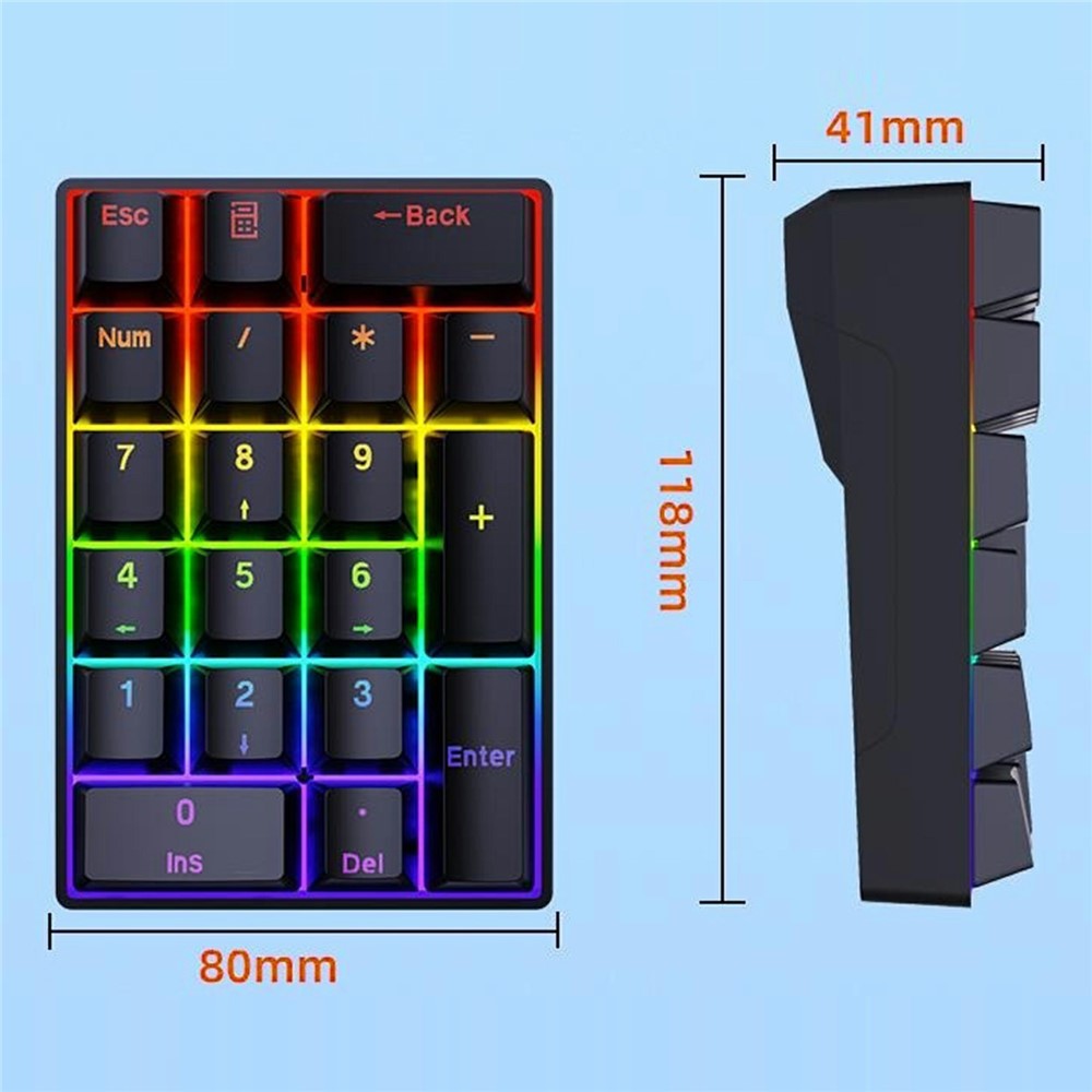 Y-FRUITFUL YF20 Bærbar Mekanisk Numerisk Tastatur 20 Taster RGB Baggrundsbelyst Kabelforbundet Eksternt Mini Tastatur