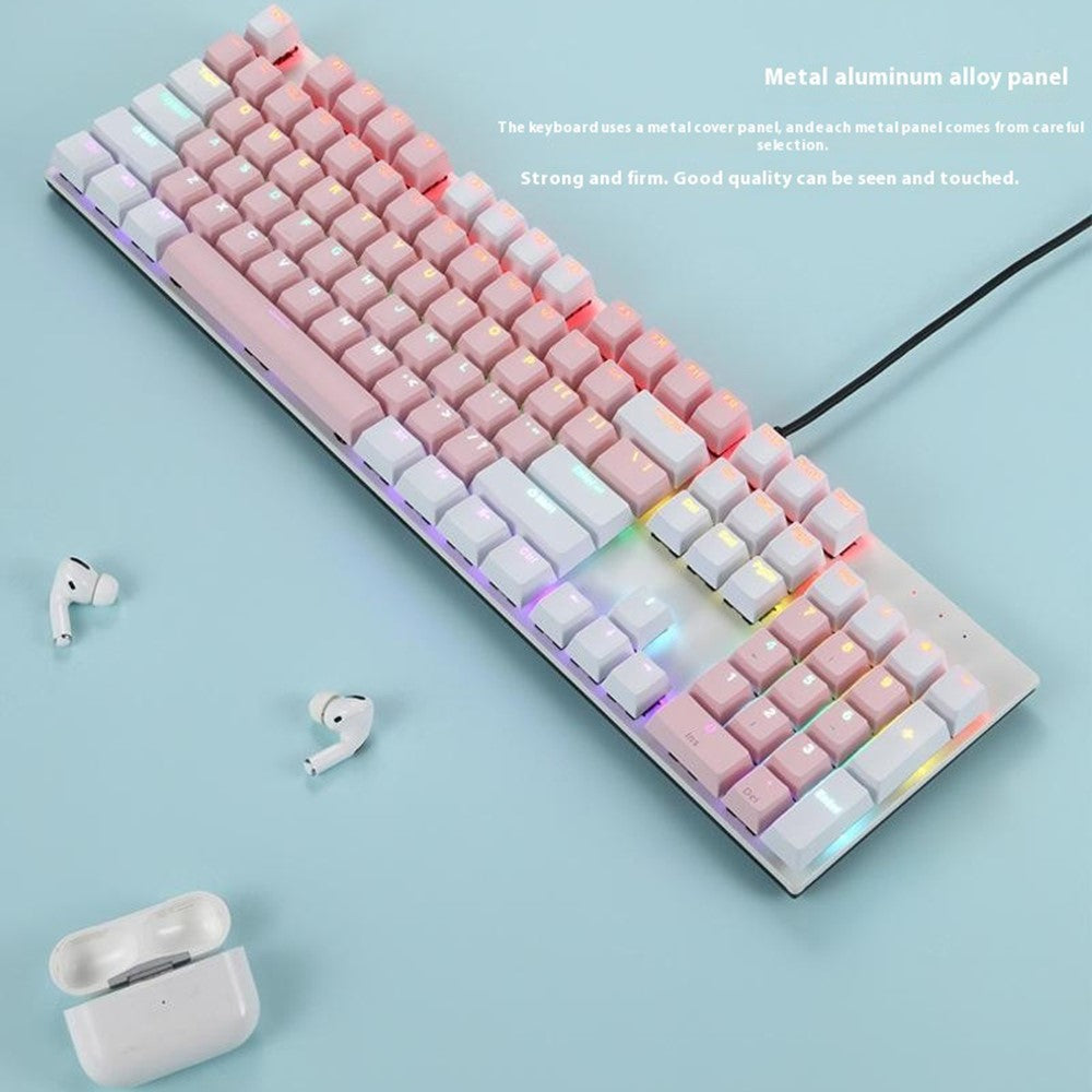 Y-FRUITFUL K135 104-tast RGB Mekanisk Gaming Kontor Vandtæt Tastatur Blå Switches