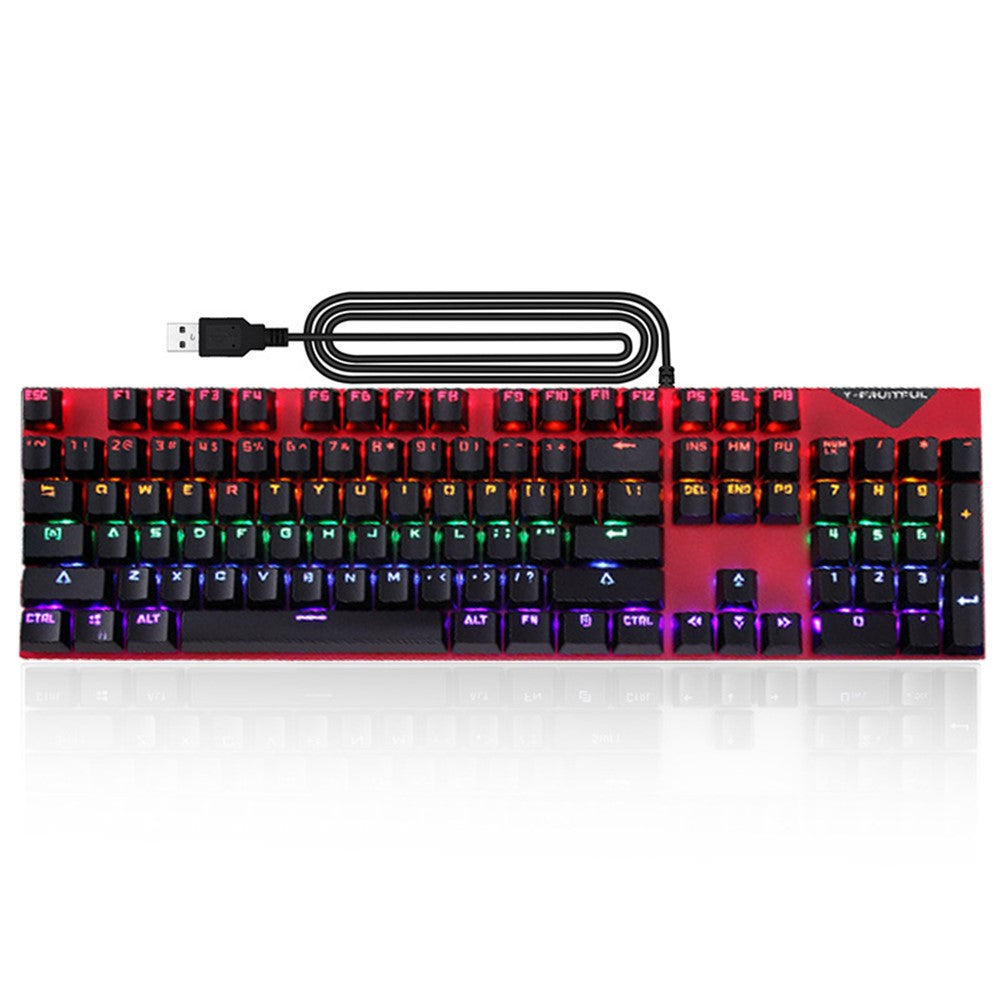 Y-FRUITFUL K137 Wired Mechanical Keyboard 104 Keys RGB Backlit Blue  /  Red Switch Gaming Keyboard