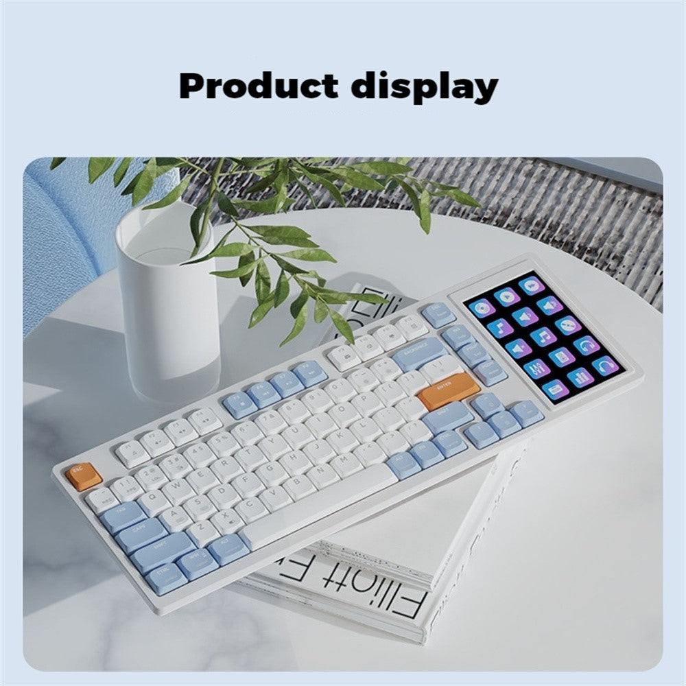 AJAZZ AKP815 81 Keys Low Profile Mechanical Keyboard with 4.95 Inch LCD Color Screen RGB Light Wired Keyboard
