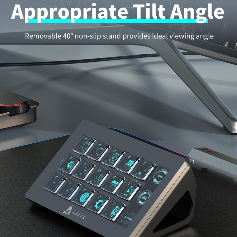 AJAZZ AKP153E Desktop Assistant Console Panel Custom Programming Intelligent Display 15 Keys Mini Keyboard
