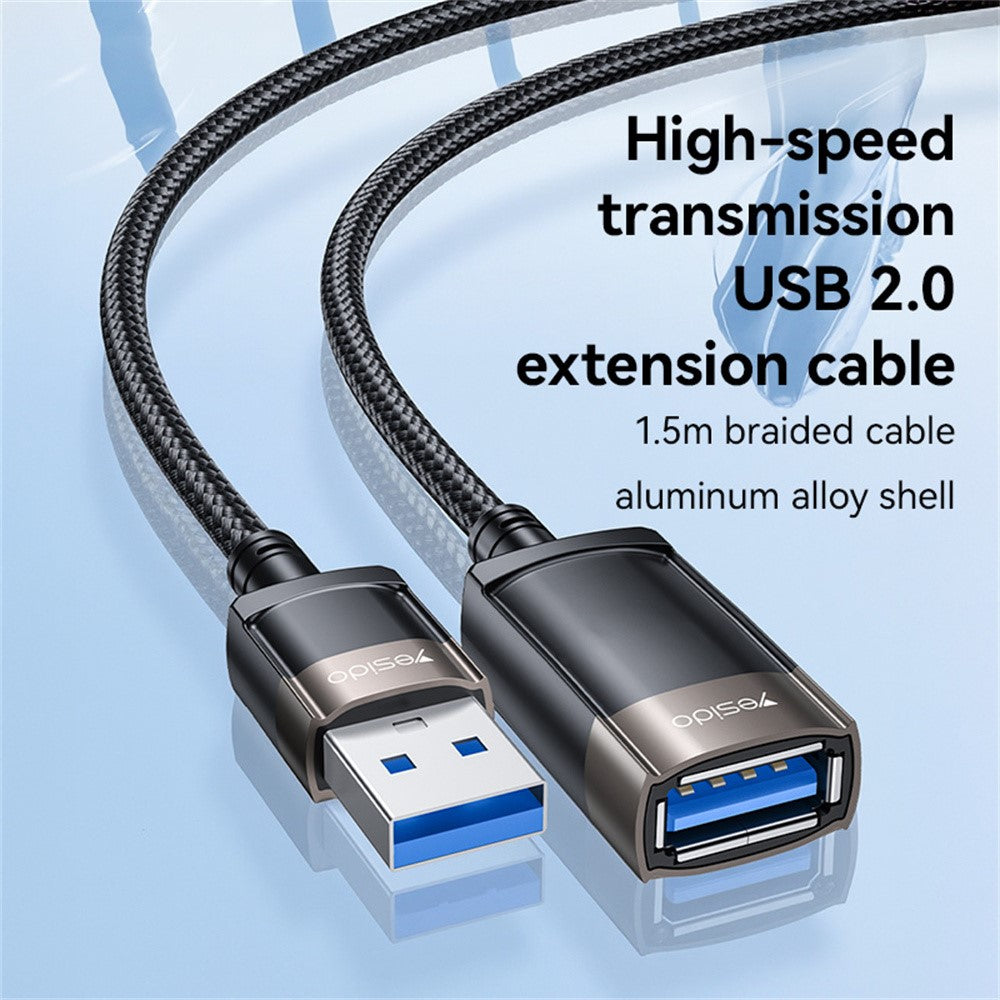 YESIDO GS26 1.5m USB 2.0 Extension Cable 480Mbps High Speed TPE Wire for Keyboard / Mouse / Printer