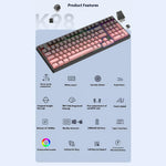 Y-FRUITFUL K98Pro 98 Taster Mekanisk Tastatur Triple Mode Hot-Swappable Gaming Tastatur med RGB Baggrundsbelysning