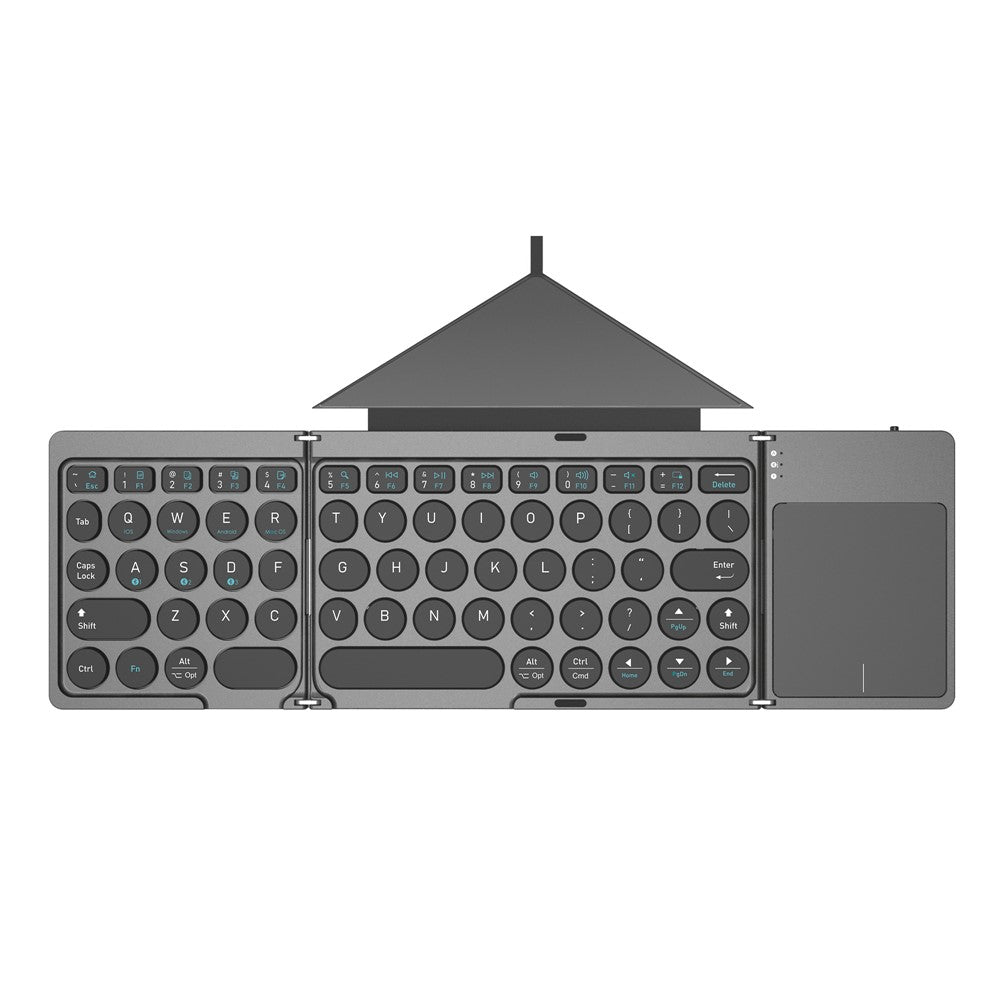 KF86 MAX Foldable Wireless Bluetooth-Compatible Keyboard with Touchpad + Leather Case