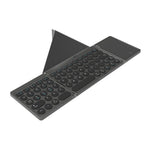 KF86 MAX Foldable Wireless Bluetooth-Compatible Keyboard with Touchpad + Leather Case