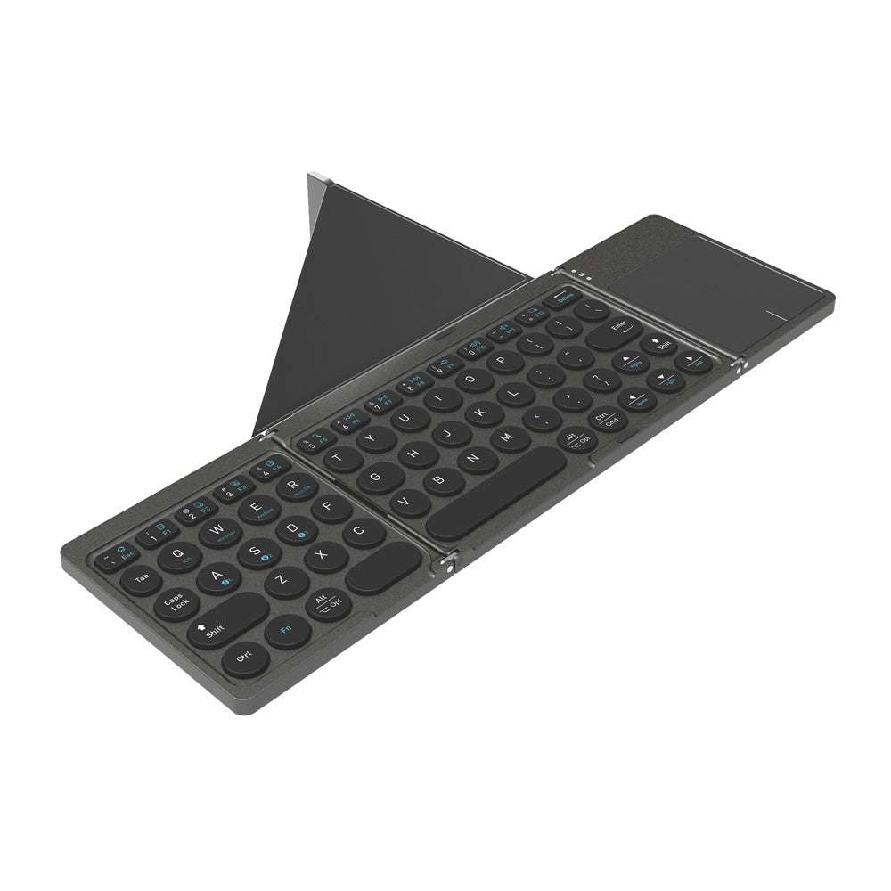 KF86 MAX Foldable Wireless Bluetooth-Compatible Keyboard with Touchpad + Leather Case