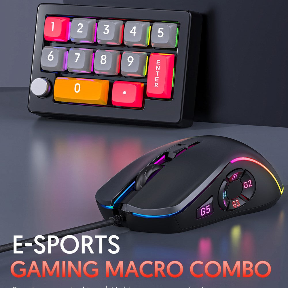MKESPN K808 Mini Mekanisk Tastatur 13 Taster Hot-Swappable RGB Baggrundsbelyst Programmerbart Tastatur