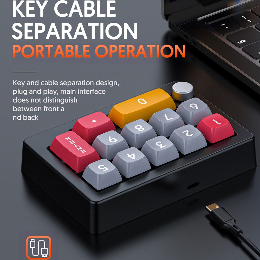MKESPN K808 Mini Mekanisk Tastatur 13 Taster Hot-Swappable RGB Baggrundsbelyst Programmerbart Tastatur