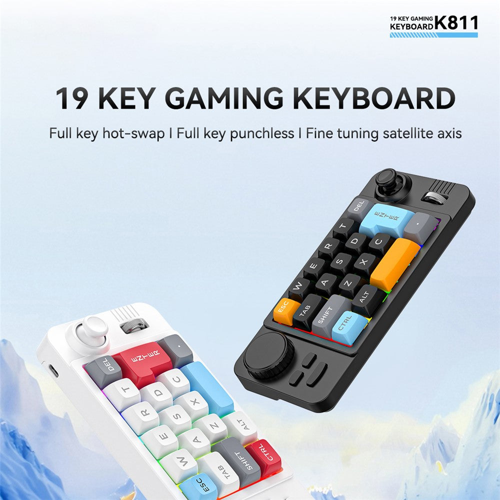 MKESPN K811 Gaming 22 taster tastatur RGB baggrundsbelyst mekanisk makroprogrammerbart tastatur med drejeknap joystick