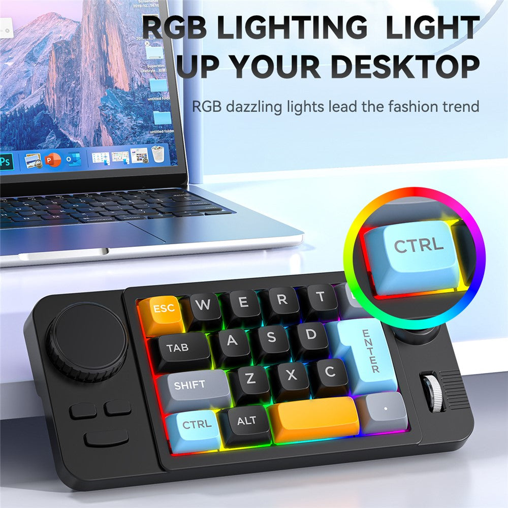 MKESPN K811 Gaming 22 taster tastatur RGB baggrundsbelyst mekanisk makroprogrammerbart tastatur med drejeknap joystick